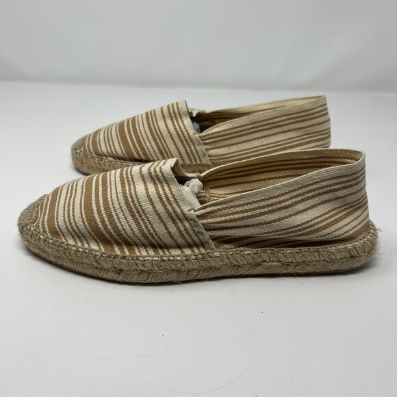 Blue by Saks Fifth Avenue Striped Espadrille Flats Size 10 Cream Tan - Picture 7 of 10